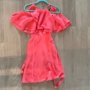 Maison Tara Coral Cold-Shoulder Dress